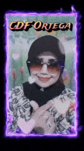 a picture of a woman with sunglasses and the name cdf ortega