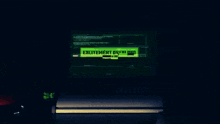 a computer monitor with a green screen and pink and yellow lines on it