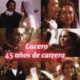 lucero 45 anos de carrera is written on a red background