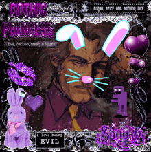 a picture of a man with bunny ears and the words gothic princess on the top