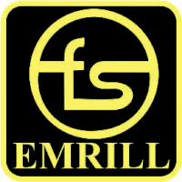 a logo for emrill with a yellow letter fs