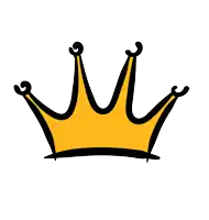 a yellow and black crown with the letter m on the top