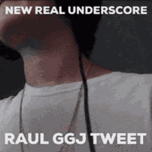 a picture of a man wearing headphones with the caption " new real underscore raul ggj tweet " on the bottom