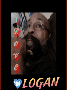 a picture of a man with the name logan on the bottom