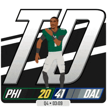 a cartoon drawing of a football player with the number 10