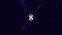 a purple and blue background with a white logo