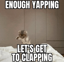 enough yapping let 's get to clapping with a kitten