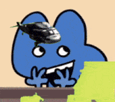 a cartoon character with a helicopter on top of it