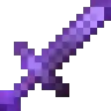 a pixel art of a purple sword with a purple handle on a white background .