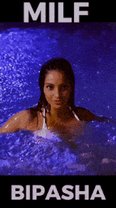 a poster for a movie called milf bipasha features a woman in a bathing suit