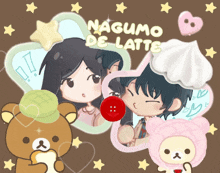 a cartoon drawing of a boy and a girl with the words nagumo de latte on the bottom