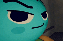 a close up of a cartoon character 's face with a serious look on his face