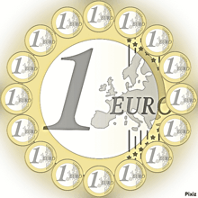 a circle of coins with the number 1 in the center