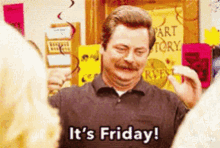Ron Swanson Its Friday GIF - Ron Swanson Its Friday Dance GIFs