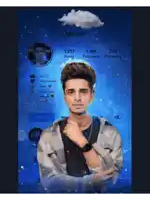 a picture of a young man with a cloud above his head with the caption my style