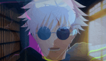 a close up of a person 's face with sunglasses