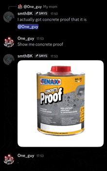 a can of tenax concrete proof is shown in a screenshot