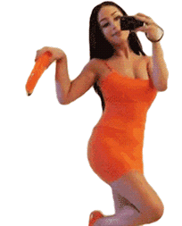Selfie Balancing Sticker - Selfie Balancing Orange Dress Stickers