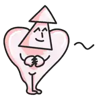 a cartoon drawing of a heart with a triangle on it
