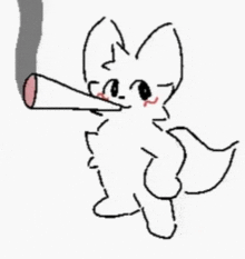 a drawing of a white cat smoking a cigarette .