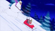 Chasing Snowman GIF - Chasing Snowman Sledding GIFs