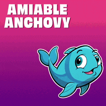 a cartoon illustration of an amiable anchovy fish