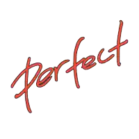 the word perfect is written in red and black on a white background