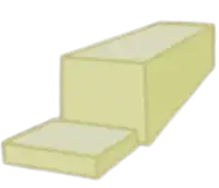 a drawing of a loaf of butter with a slice taken out of it .