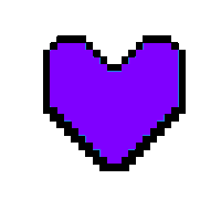 a pixel art of a red and blue heart that is split in half .