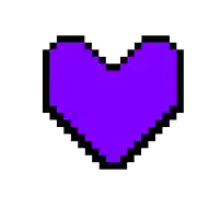 a pixel art of a red and blue heart that is split in half .