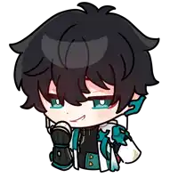 a cartoon drawing of a boy with black hair