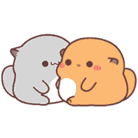 a cartoon of two animals kissing each other on the cheek .