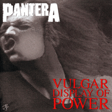 the album cover for pantera 's vulgar display of power features a man with his mouth open