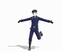 a man in a military uniform with his arms outstretched