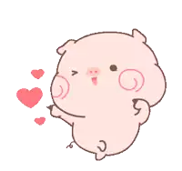 a cartoon pig with hearts coming out of it 's mouth