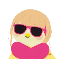 a bird wearing sunglasses and a pink scarf