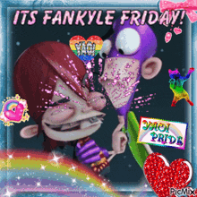 a fankyle friday greeting card with a monkey and a girl