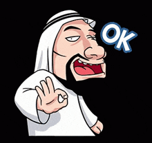 a cartoon man with a beard is making an ok sign
