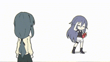 a cartoon drawing of a girl with long blue hair