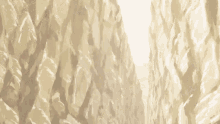 a painting of a cliff with a red line on it