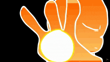 a cartoon drawing of a hand holding a light bulb