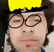 a man with glasses and a yellow hat on his head
