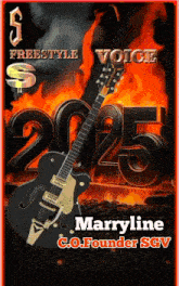 a poster with a guitar and the year 2025