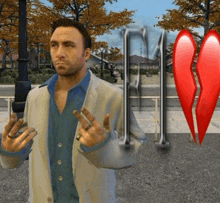 a man smoking a cigarette next to a broken heart and the number 11