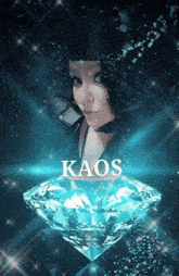 a picture of a woman with kaos written on the bottom