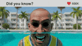 a picture of a man in a swimming pool with the words " did you know " above him