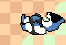a pixel art of a person laying on their stomach