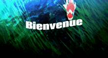the word bienvenue is on a green background with a fish