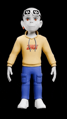 a cartoon character wearing a hoodie that says shot on it