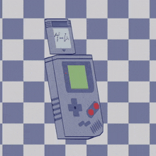 a drawing of a game boy on a checkerboard background
